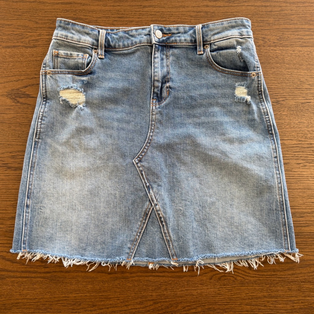 Old Navy Light Blue Distressed Denim Mini Skirt
